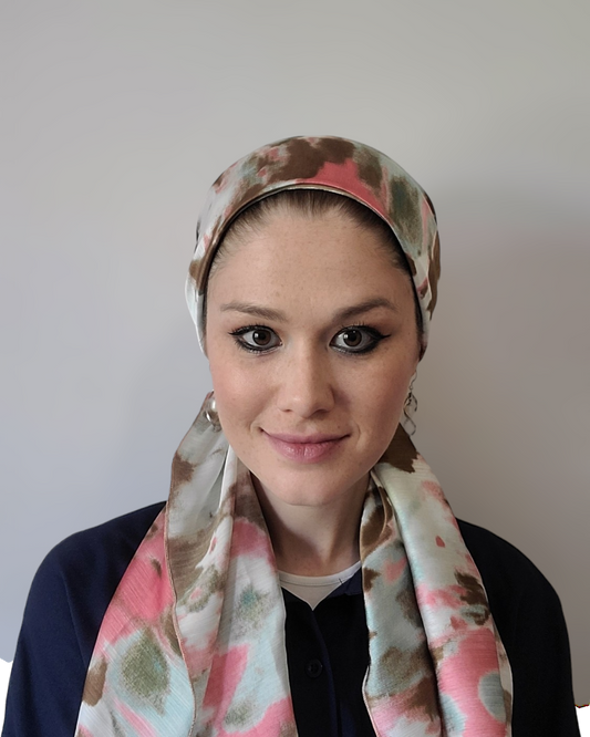 Rinati Beige Floral Long Scarf with Scrunchie