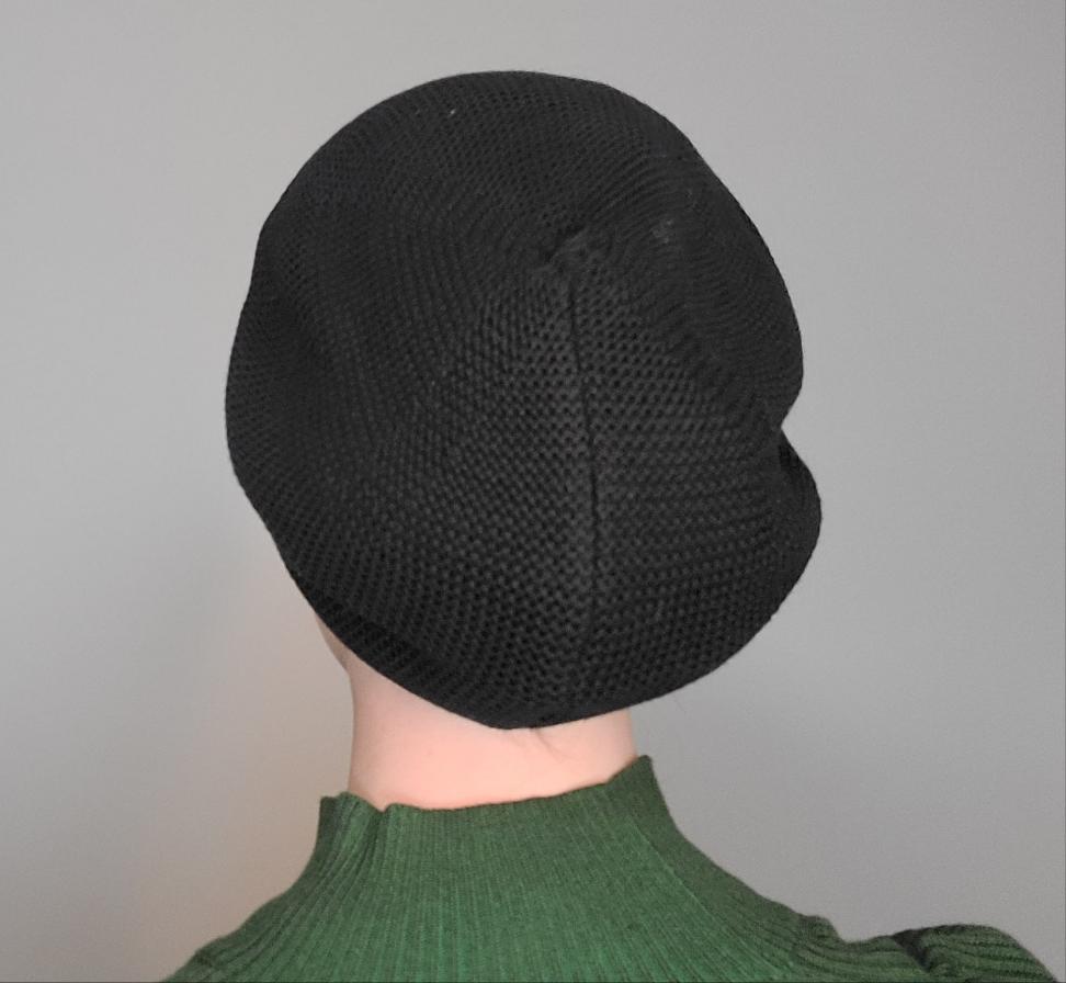 XL Black Fully Knitted Cotton French Beret - Keter Hayofi Mitpachot